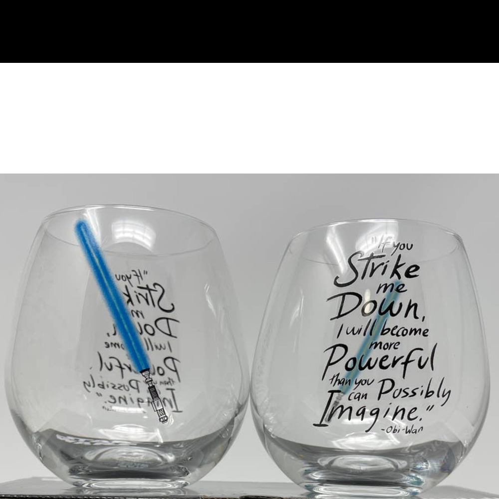 Disney Star Wars Obi-Wan Kenobi and Darth Vader Stemless Wine glasses Set of 4